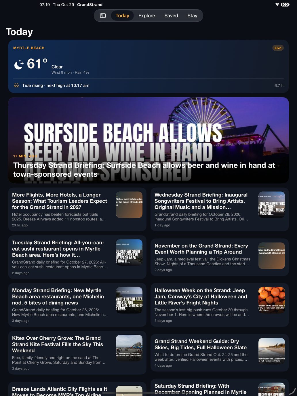 GrandStrand on iPad