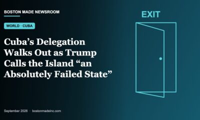 Boston Made Newsroom illustration: Cuba’s Delegation Walks Out as Trump Calls the Island “an Absolutely Failed State”