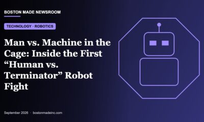 Boston Made Newsroom illustration: Man vs. Machine in the Cage: Inside the First “Human vs. Terminator” Robot Fight