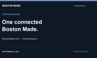 Editorial graphic: One connected Boston Made, with BostonMade.com pointing to BostonMade.io.