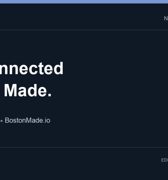 Editorial graphic: One connected Boston Made, with BostonMade.com pointing to BostonMade.io.