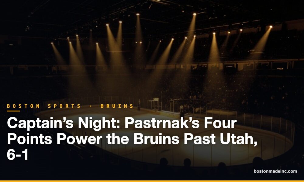 Captain’s Night: Pastrnak’s Four Points Power the Bruins Past Utah, 6-1