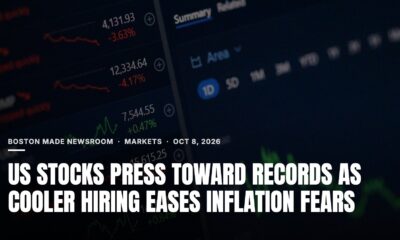 US Stocks Press Toward Records as Cooler Hiring Eases Inflation Fears