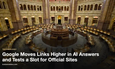 Researchers at desks in a grand library reading room seen from above