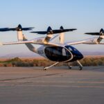 Joby Aviation S4 electric air taxi on a taxiway at Edwards Air Force Base, California