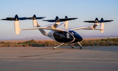 Joby Aviation S4 electric air taxi on a taxiway at Edwards Air Force Base, California