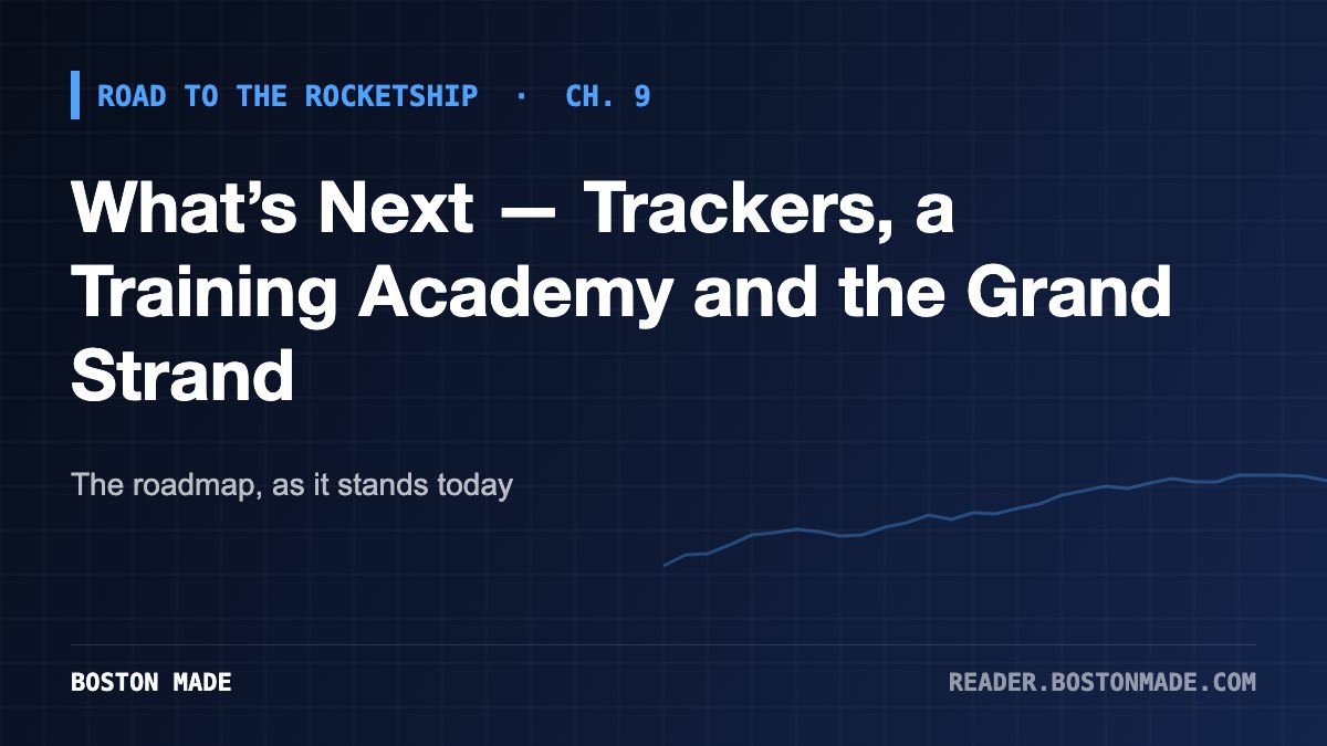 Road to the Rocketship, Ch. 9: What’s Next — Trackers, a Training Academy and the Grand Strand